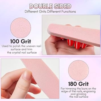 Makartt Nail Buffer Blocks 100/180 Grit 10Pcs Double-Sided Emery Boards Set