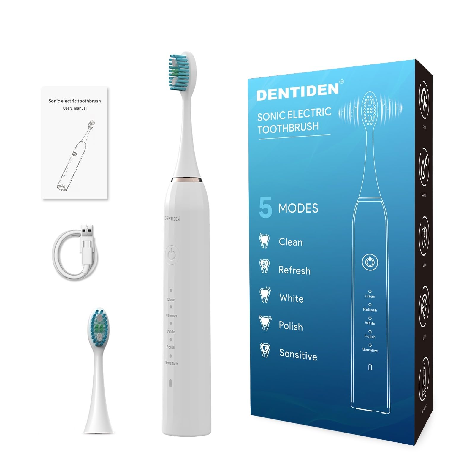 Dentiden Pro S1 Plus | Rechargeable Electric Toothbrush|High-Frequency Motor with 5 Modes for Superior Oral Care | 31,000-43,000 Vibrations/Min, 30 Sec Quadrant change Reminder| Type-C Charging, 60 Days Battery Life, Dupont Bristles-image-29