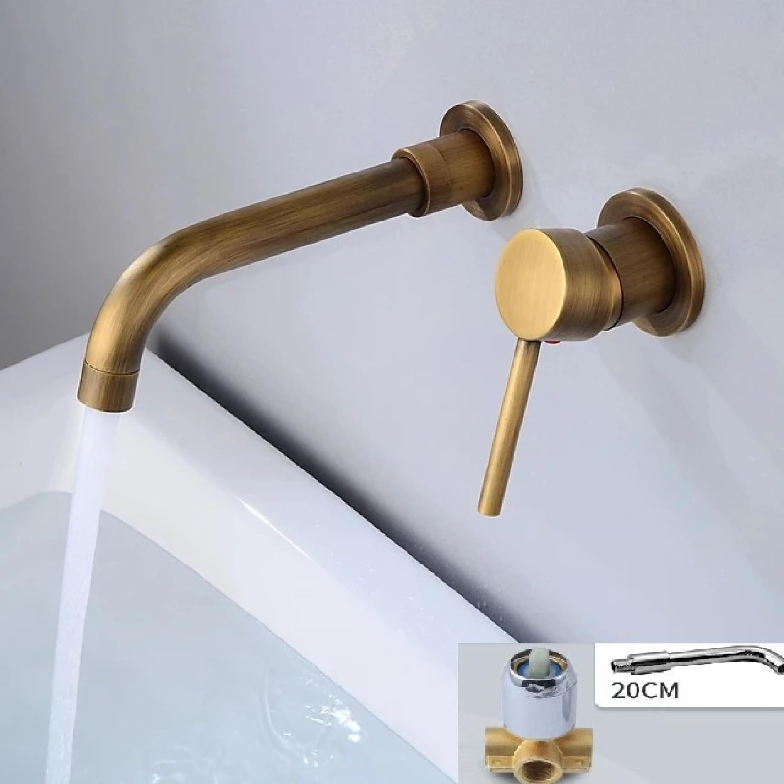 Material De Cobre Grifo De Lavabo Frío Y Caliente Empotrado Oculto En La Pared Enterrada En La Pared Pintura De Doble Orificio Cuerpo Unido Chapado En Oro Cuerpo Dividido Marrón