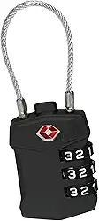 Cadeado com Cabo de Aço e Combinação de 3 Dígitos, Trava de Segurança TSA, Preto (Preto)