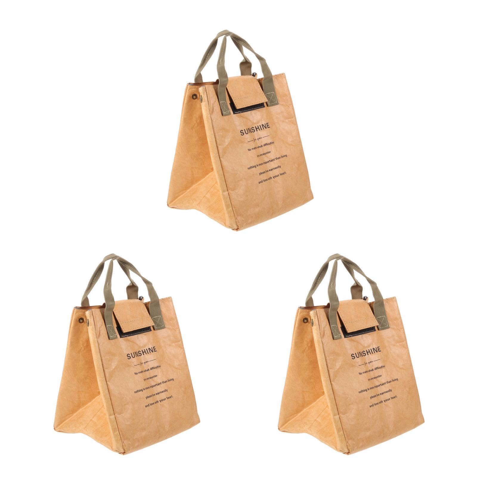 MAGICLULU Caja De 3 Piezas Paquete de hielo de bolsa de papel Bang bolsa bento de oficina bolsa de almuerzo aislada bolsa del almuerzo bolsa bento aislada portador de almuerzo portátil bolso