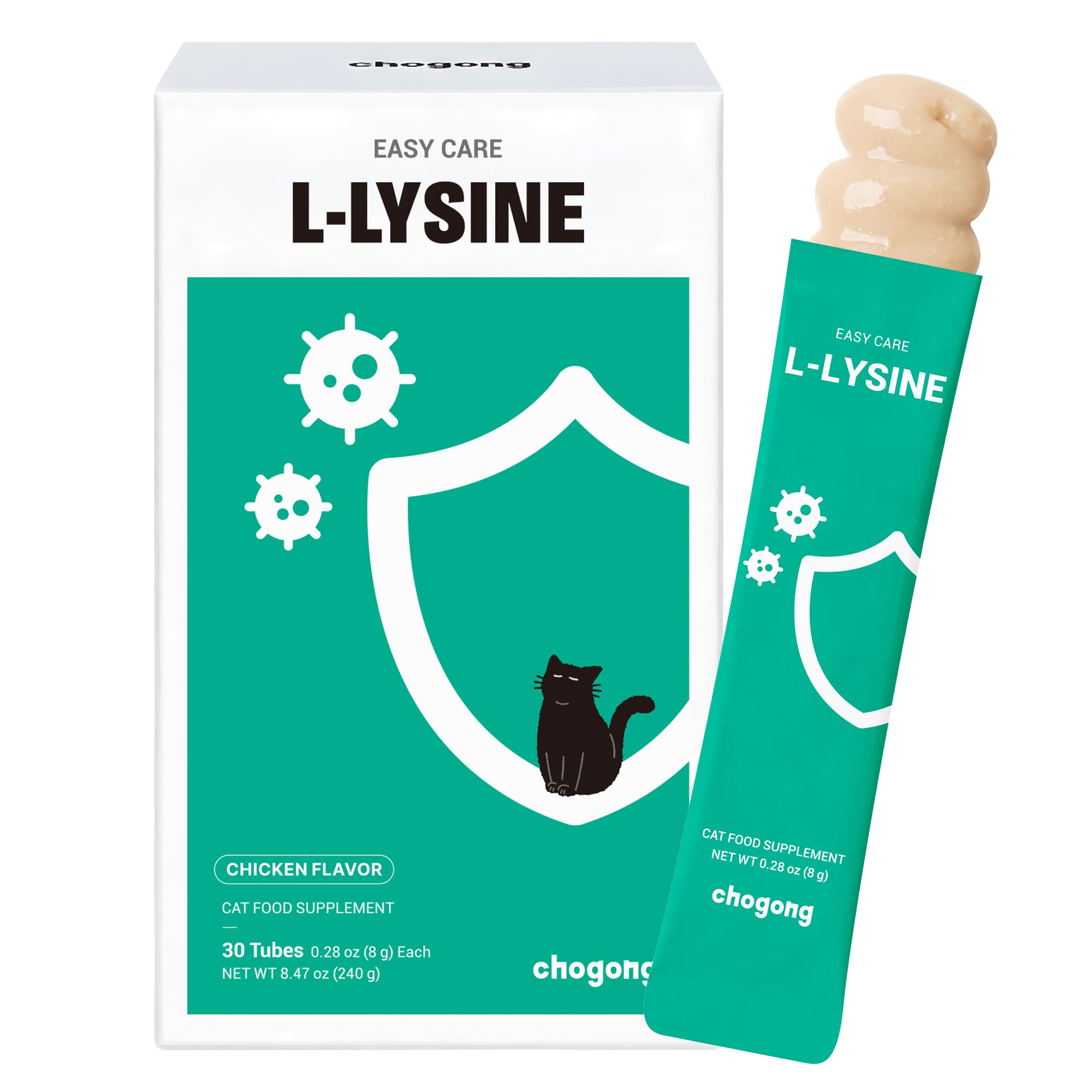 L-Lysine for Cats, Lickable Daily Immune & Respiratory Support, 30 Tubes