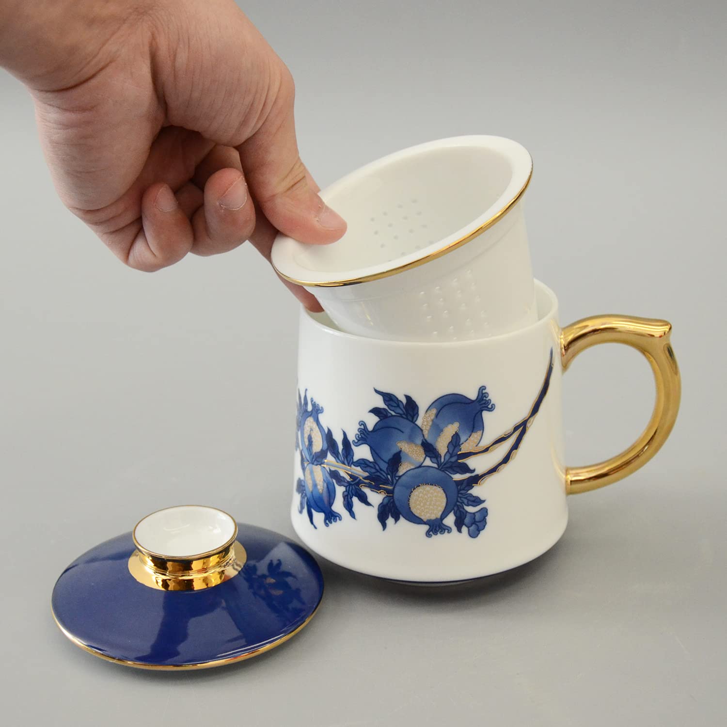 Amazon.com: JDZjmwhc 陶瓷茶杯咖啡杯附浸泡器- 中國景德鎮陶瓷