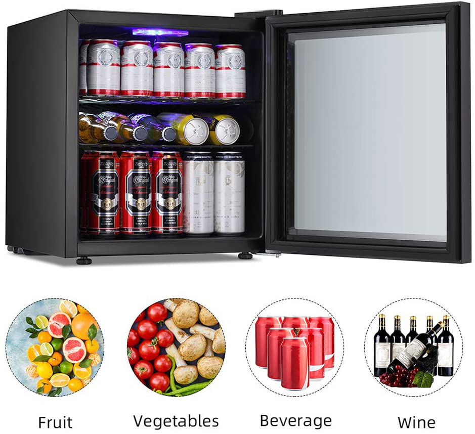 Kismile 1.6 Cu.ft Beverage Refrigerator and Cooler, 60 Can Mini Fridge