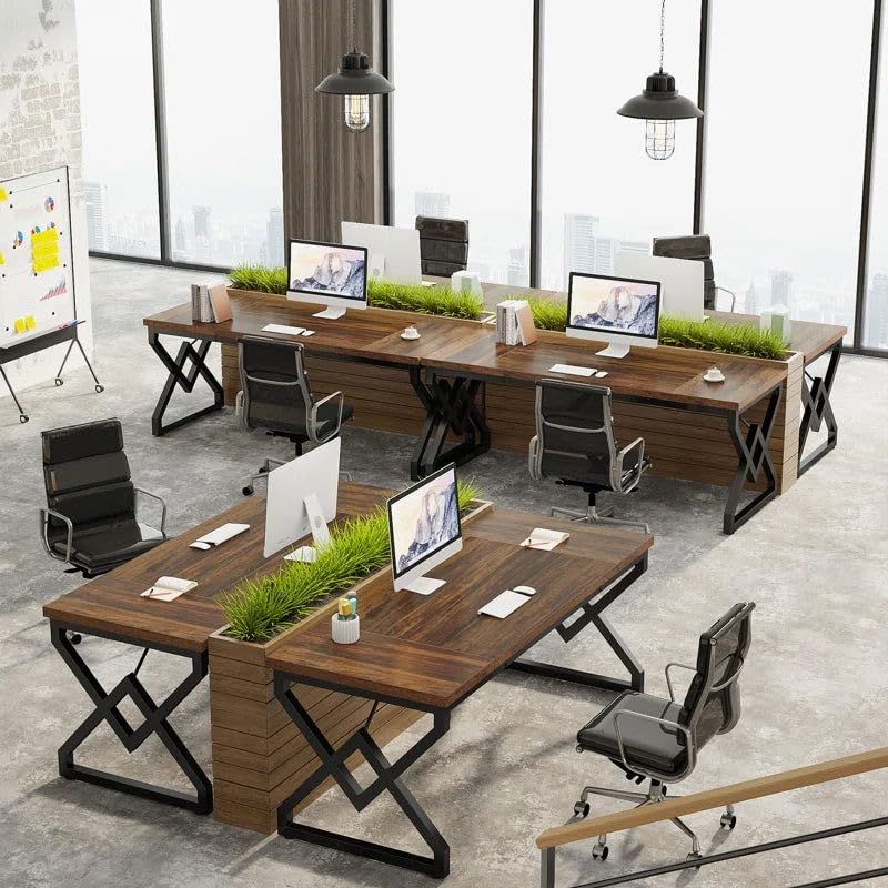 Image of Klaxon Wood & Metal Frame Study & Computer Table, Office Table for Home | Workstation Table Desk for Home Office Tera