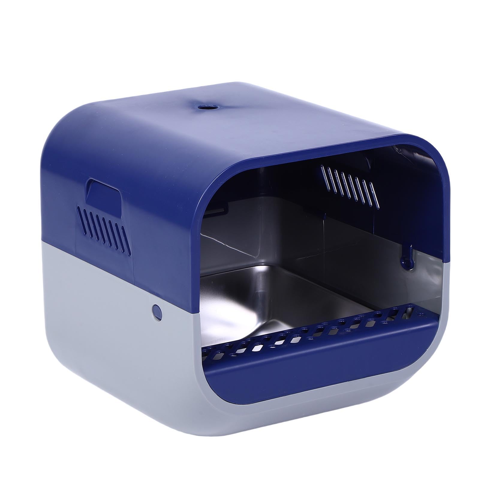 Caja de Arenas Inteligente para Gatos con Videoportero con Función de Pulverización de Soplador, Inodoro para Gatos de Acero Inoxidable Antisalpicaduras con Cuchara (Azul)