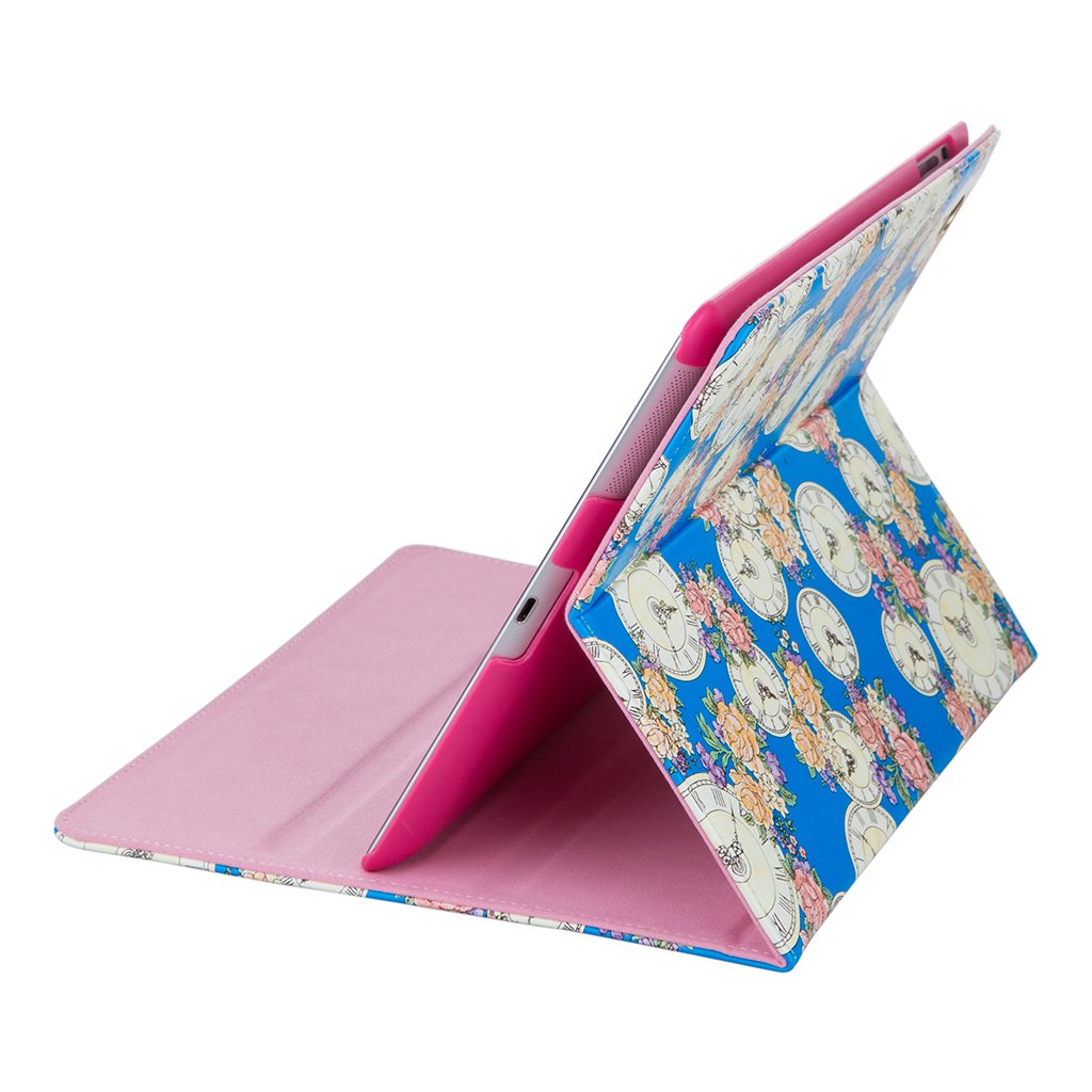 IDEGG Case for iPad 2 3 4 (Blue with Clock Flower, iPad 2/3/4)