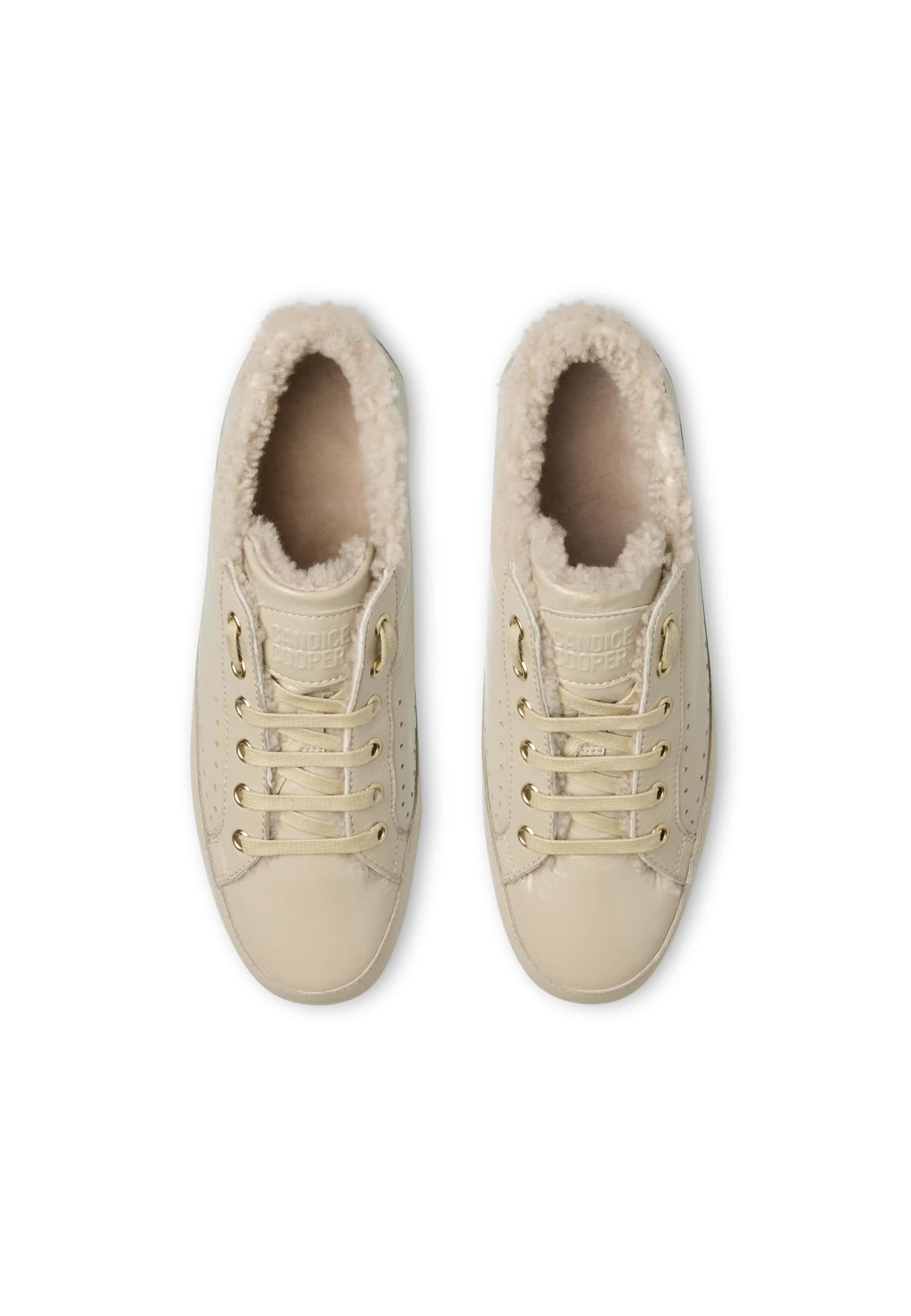 Candice Cooper Dafne Fur Crackled Patent Leather Ecru' Oxford planoMujer