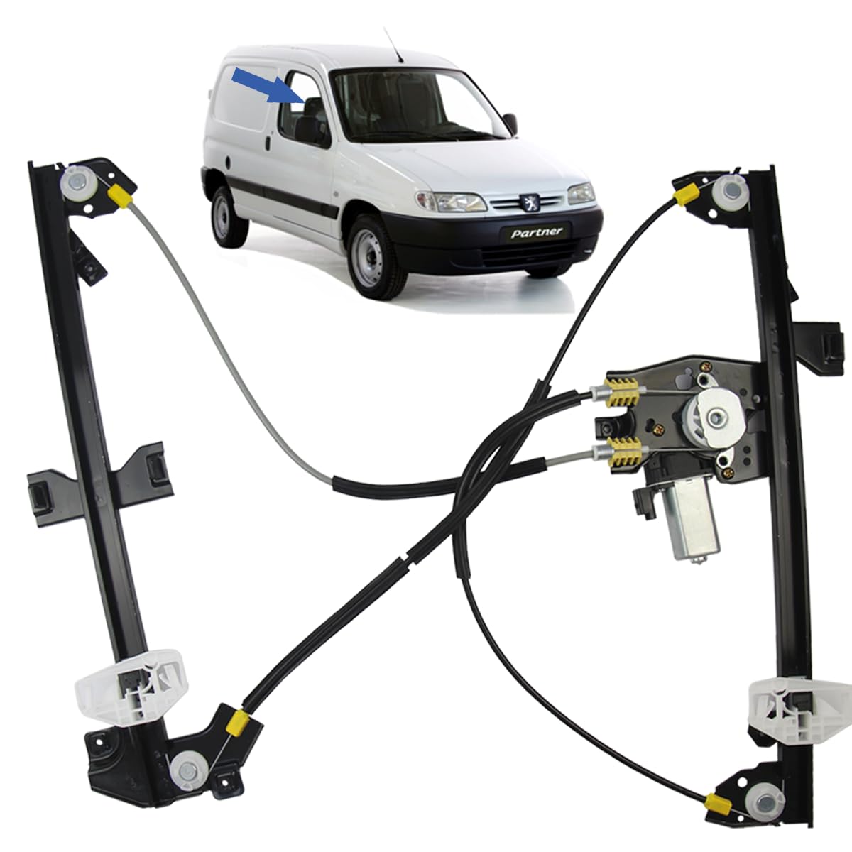 STARKIT PERFORMANCE Fensterheber passend für Berlingo 1 und Partner 1 (1996-2008) MIT MOTOR. VORNE RECHTS (Beifahrerseite) 9222G1, 9222AS