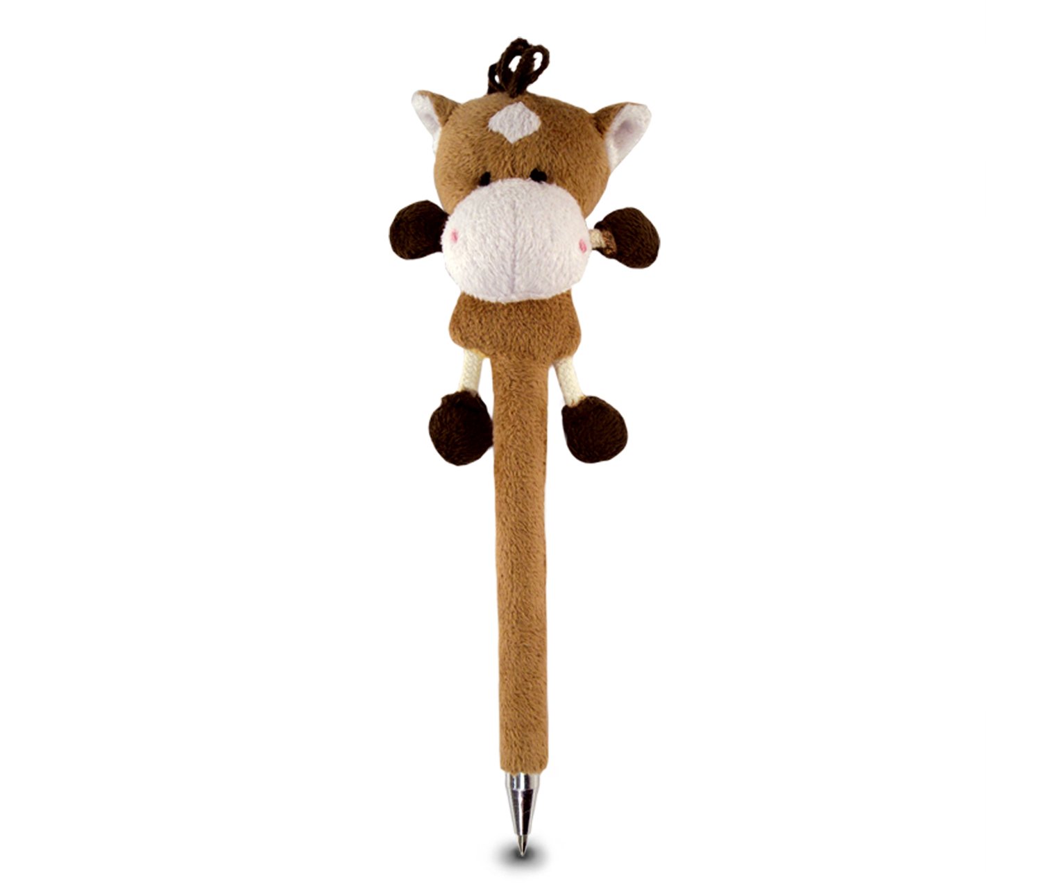 Puzzled DolliBu Brown Horse Plush Pen - Cute and Soft Farm Life Stuffed Animal Ballpoint Novelty Pen Toy, Writing Pen Instrument For Cool Stationery School and Office Desk