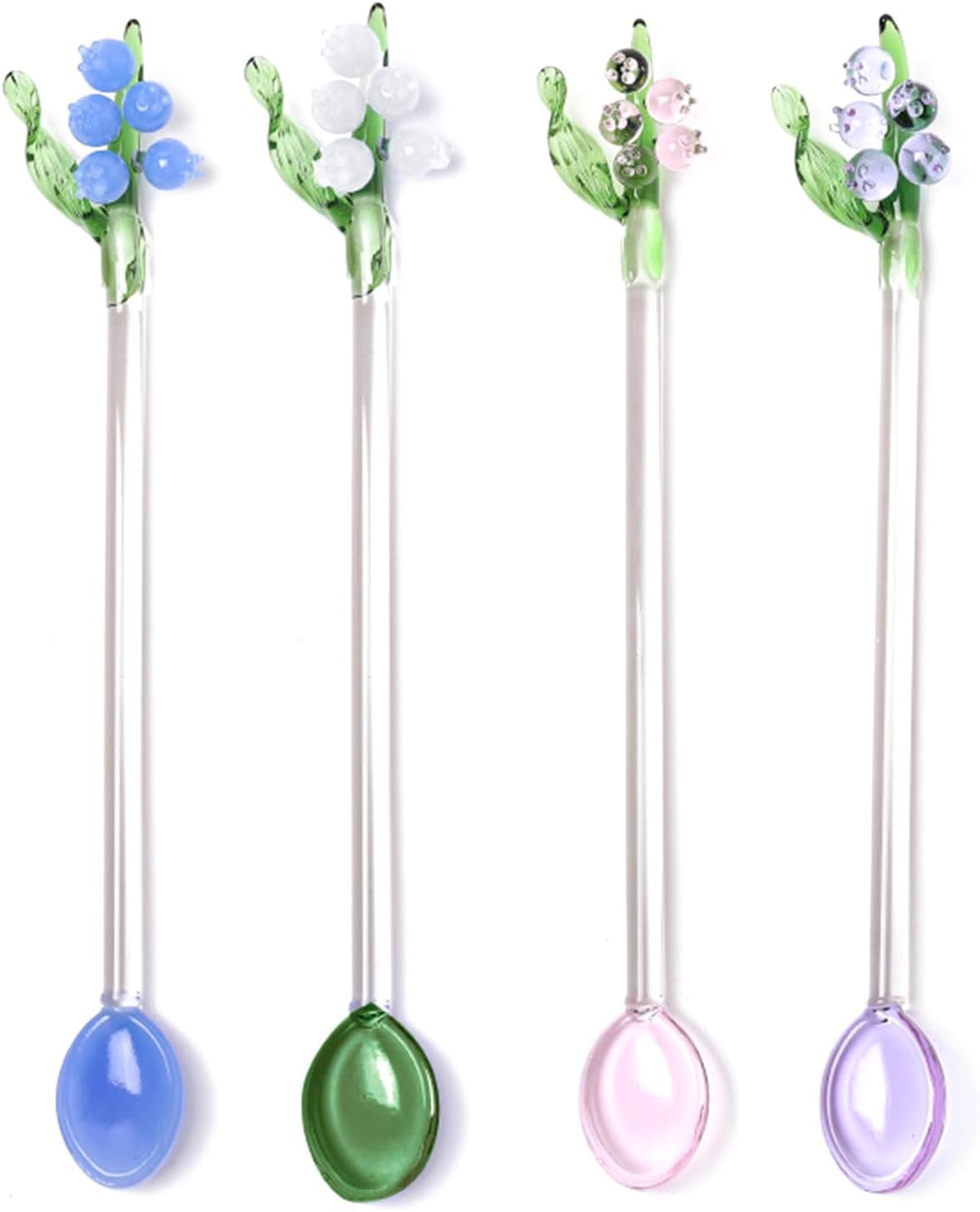 Clear Petites Teaspoon Restaurant Utensil Salt Spoon Bells Orchids Flower Stirring Rod Coffee Mixing Kitchen Coffee Mixing