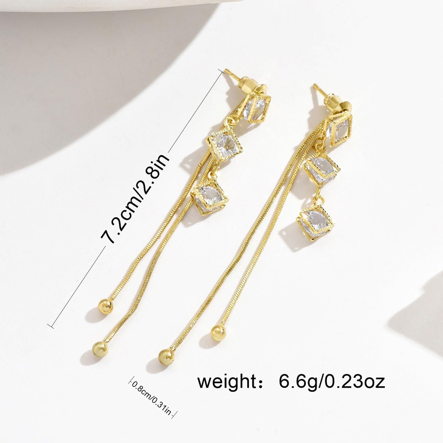 Gold Dangle Drop Earrings for Women Long Dangle Earrings Dainty Cubic Zirconia Tassel Drop Earrings Trendy Wedding Jewelry for Women - Image 4
