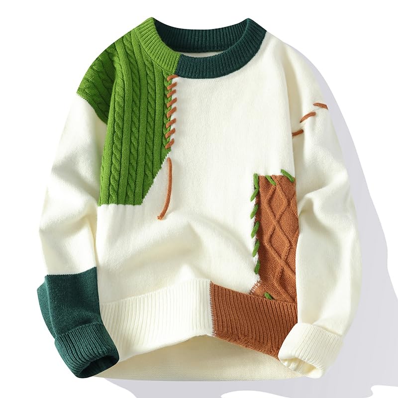 Men's Casual Round Neck Sweater Base Knit Loose Sweater4