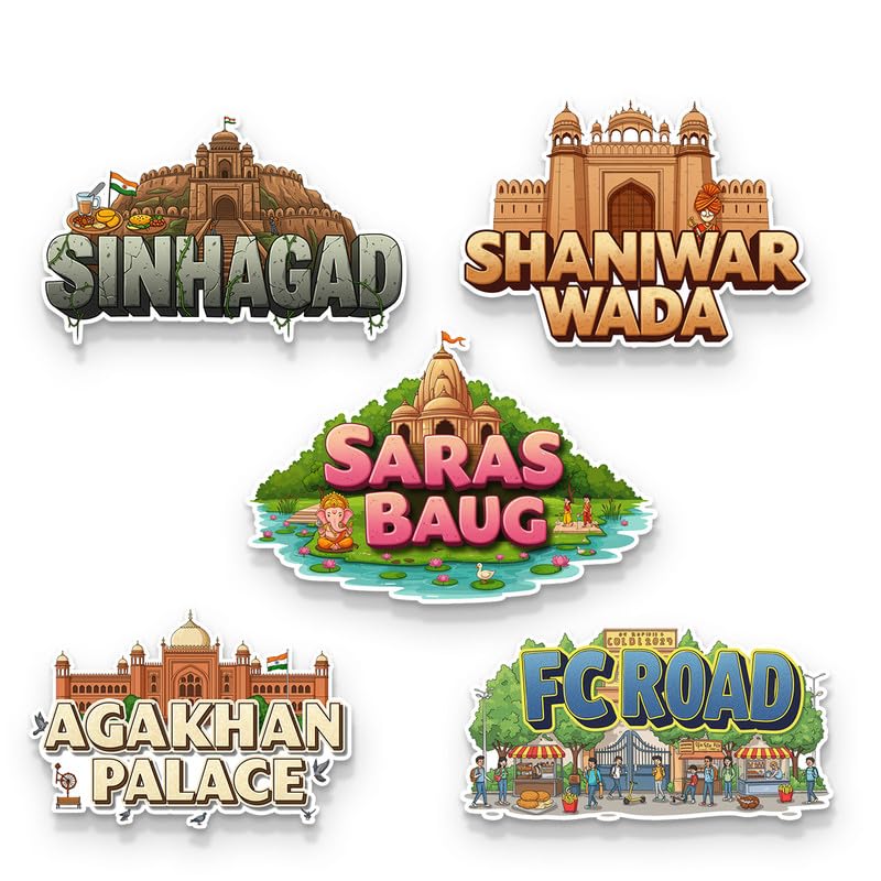 Image of Pune Set of 5 Fridge Magnets, Glossy Finish, Stylish Magnet for Fridge, Wardrobe & Metal Surfaces