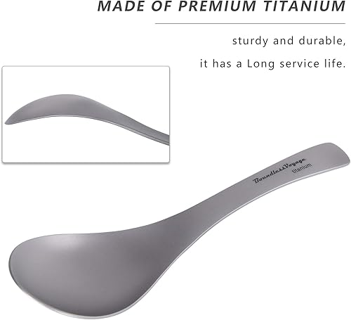 Miniatura 3 de Boundless Voyage Cuchara de titanio, utensilios de viaje, utensilios de cocina ultraligeros para mochileros al aire libre, picnic, comer, cuchara de