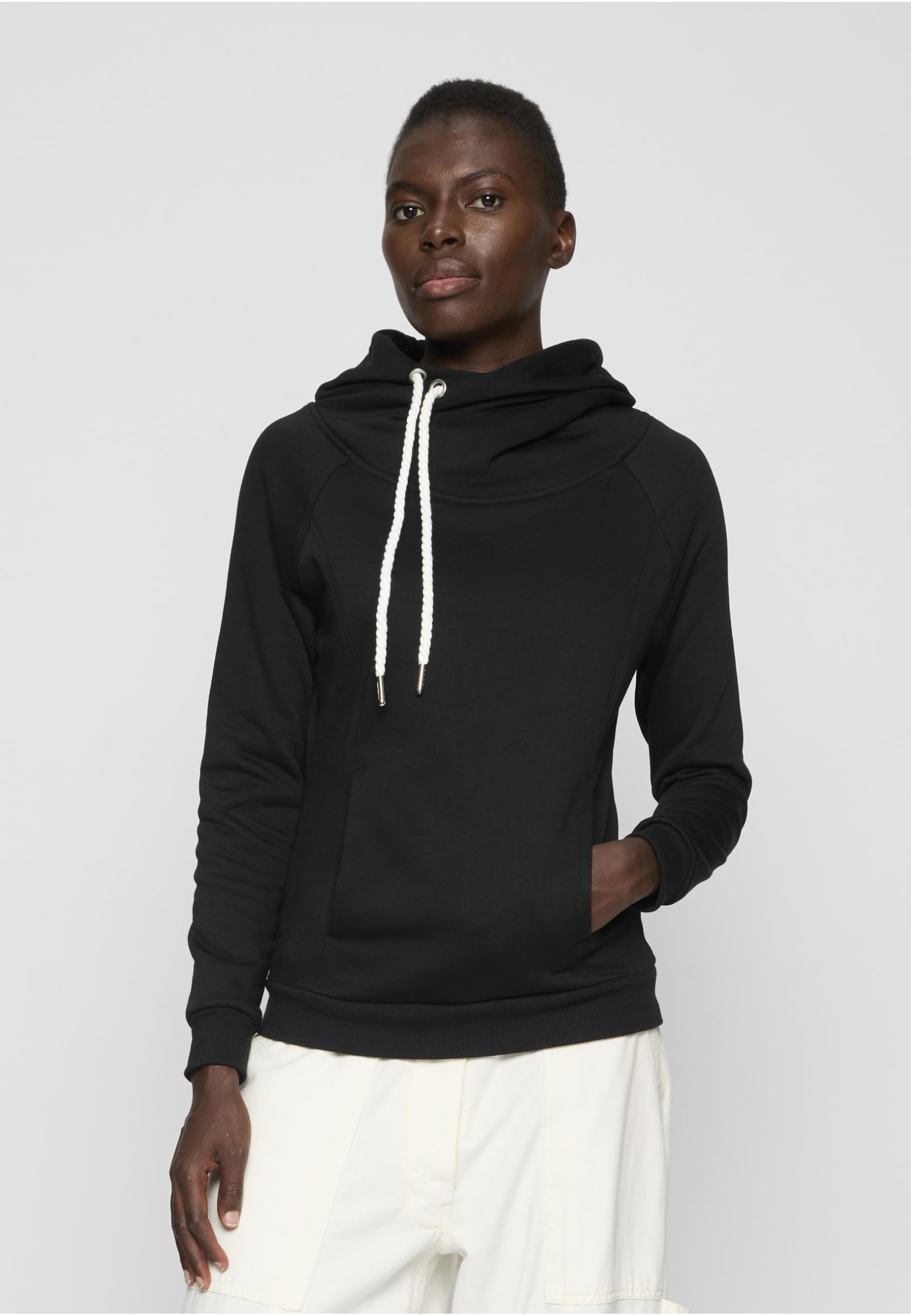 Urban Classics Ladies Raglan High Neck Mujer Sudadera con Capucha Negro Regular