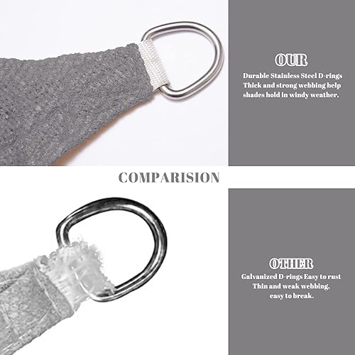 Miniatura 4 de Cool Area Toldo rectangular de 16 x 20 pies, color gris oscuro, bloquea los rayos UV, tela de sombra comercial para patio, jardín, piscina, cochera