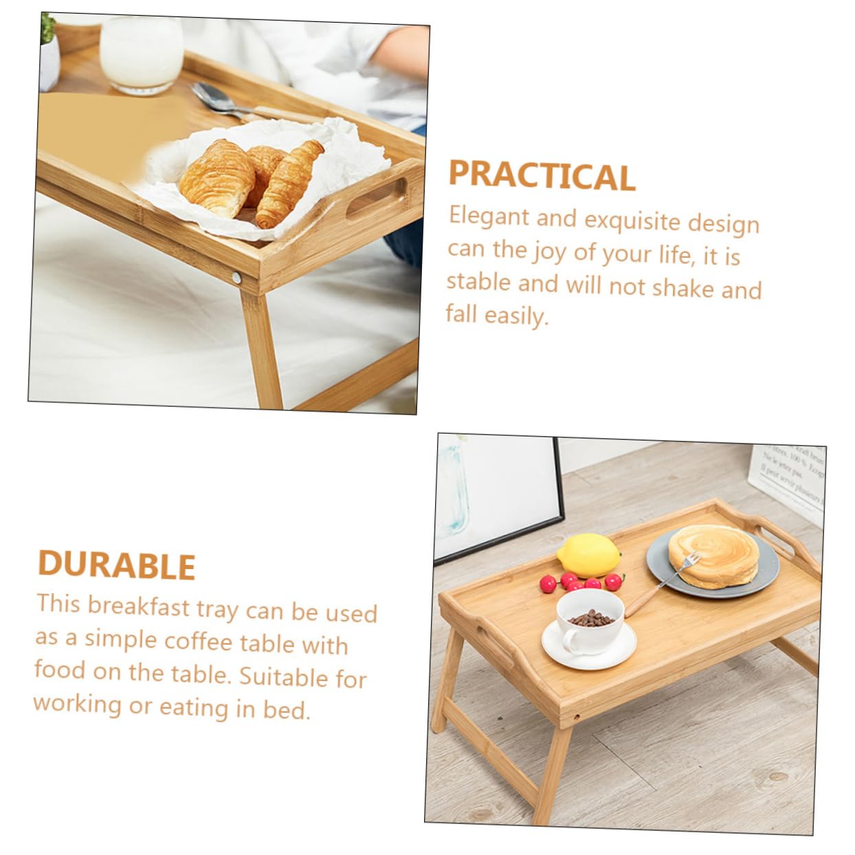 BRIGHTFUFU Compact Bed Desk Feet Small Bed Laptop Desk Folding Legs Easy-clean Surface