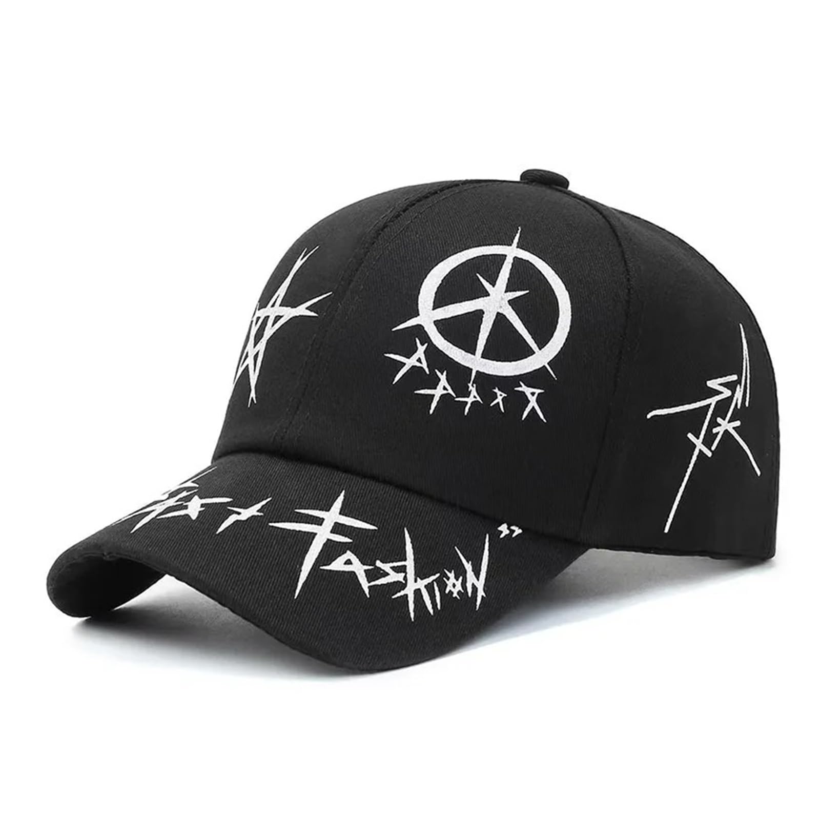 Unisex Graffiti Colorblock Baseball Cap, Cotton Adjustable Hip Hop Street Hat(Black)
