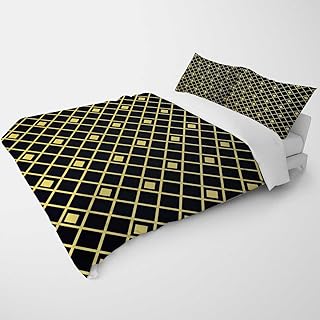 YANFENQI Full Size Duvet Cover Aesthetic Black Geometry Lattice Line Modern Bedding Aesthetic for Kids Teens Adults (Full,80