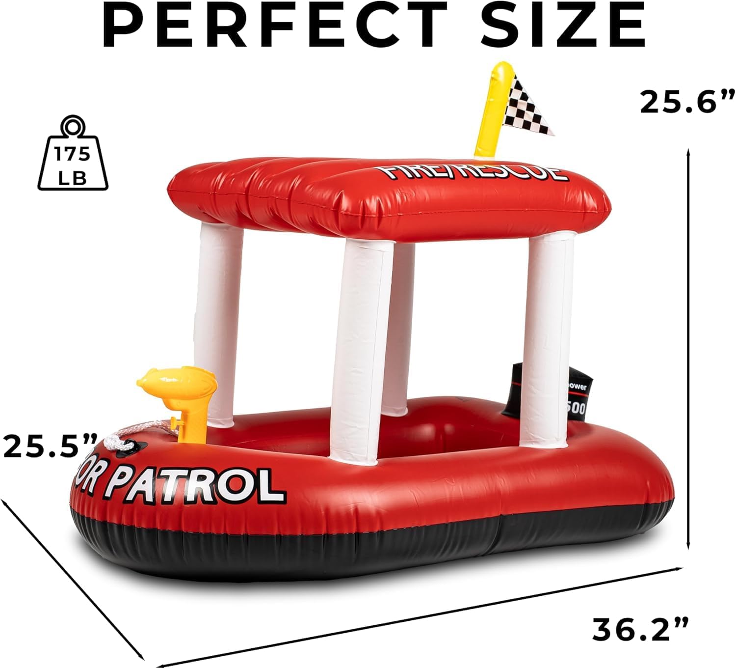 Zone Tech Boat Inflatable Pool Floats Kids, Toddler Harbor Master Patrol Inflatable Boat Pool Float Ride On, Fun Water Toy Squirter Pool Toy, Rescue Theme Pool Raft for Boys, Girl