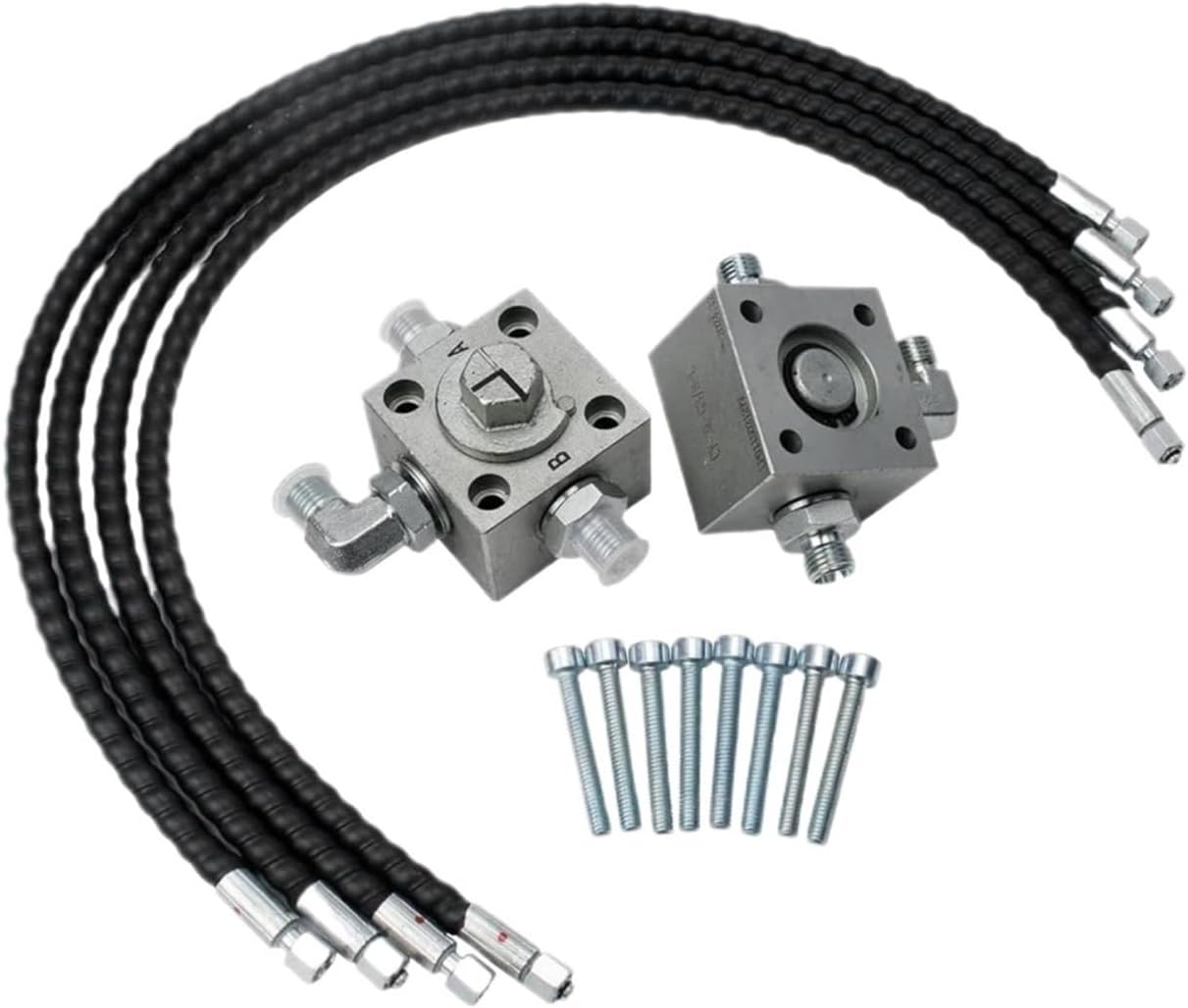 2Pcs Excavator 3 Way Diverter Valve for 1-2 Ton Mini Excavator with 31in Flexible Hoses