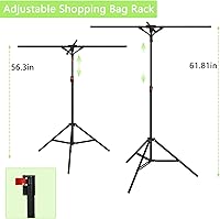 Vista 6 de Estante ajustable para bolsas de compras, soporte para toallas, soporte de almacenamiento de metal independiente con 4 brazos plegables, resistente