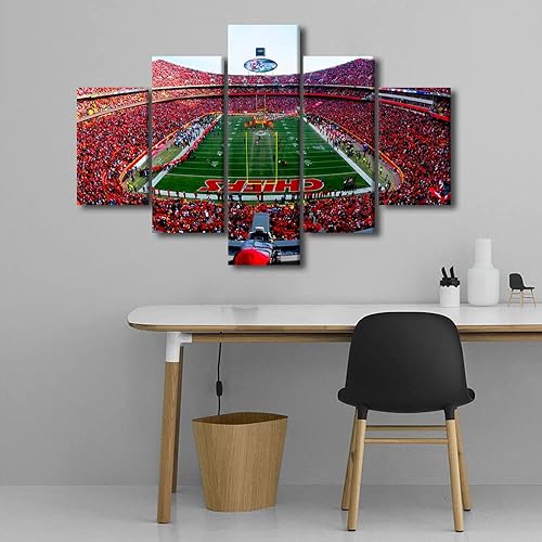 Vista 191 de Cuadros de estadios deportivos de fútbol americano de Minnesota, cuadros de vikingos, 5 paneles, lienzo para pared, arte de pared del estadio