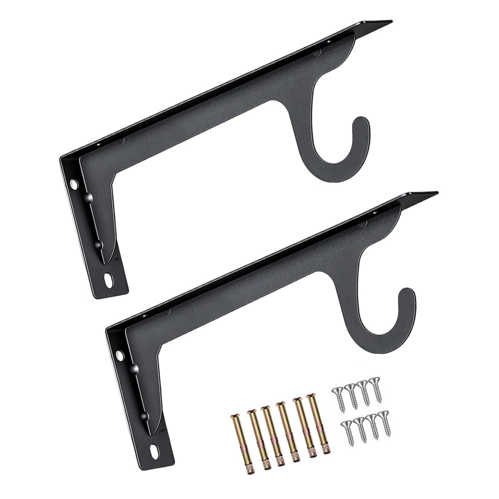 2pcs Reinforced Steel Closet Rod Supports with 200Lb Capacity Wall Hook Brackets for Organizing Wardrobes & Shelving Closet Rod Parenthesis with Fasteners Garage Storage Hook Parenthesis