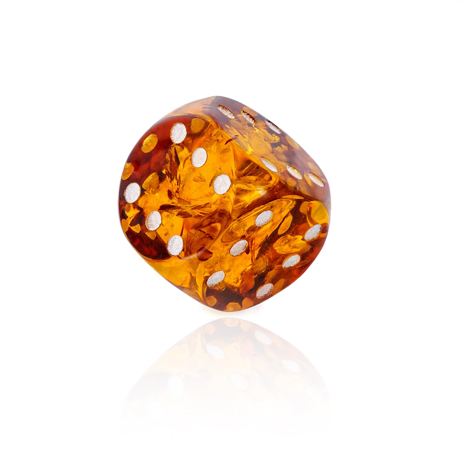 Cubo de la suerte de ámbar 6 ojos en cada lado 17 x 17 mm coñac ámbar báltico regalo único