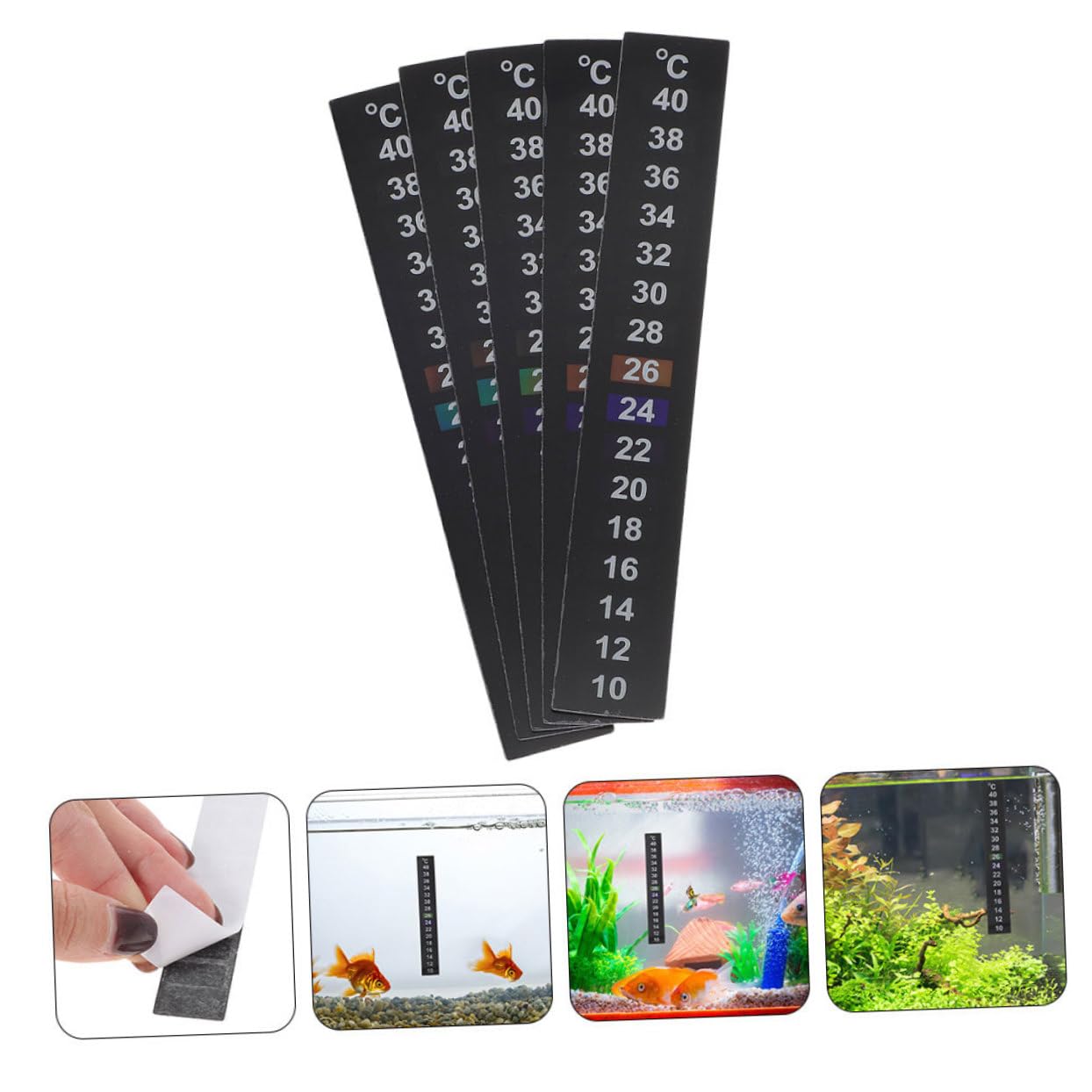 Gatuida 12piezas Pegatinas Termómetro Digital Para Acuario Termómetros Adhesivos Para Peceras De Temperatura Indicador De Temperatura Para Peces Fáciles De Leer y Usar