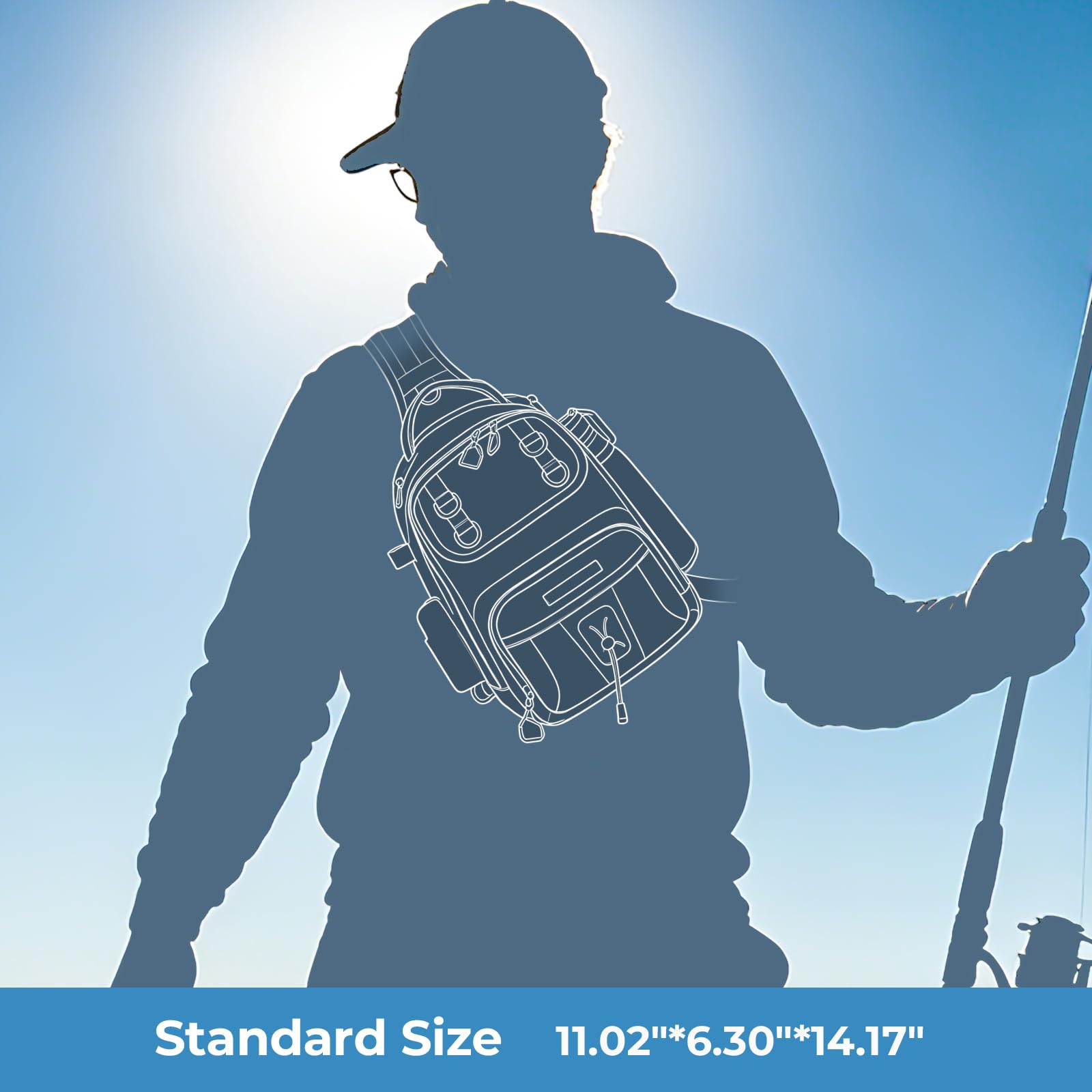 KastKing BaitSpace Fishing Sling Bag - Hands-Free Tackle Storage -7