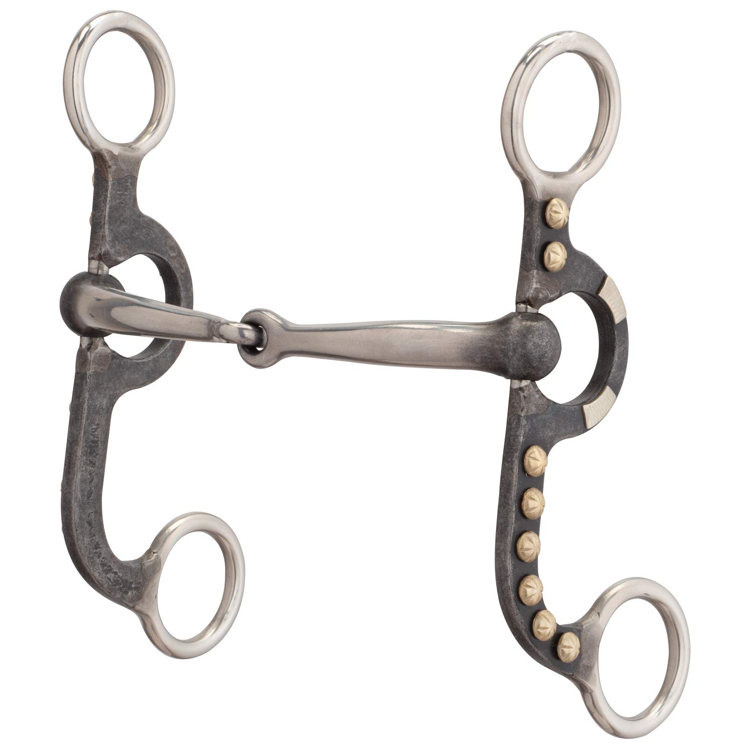 Weaver Leather 4-5/8" Pony bit, 2-Piece Snaffle Mouth, Buffed Black Broca, Unisex, Negro Pulido, 4-5/8-inch Mouthpiece