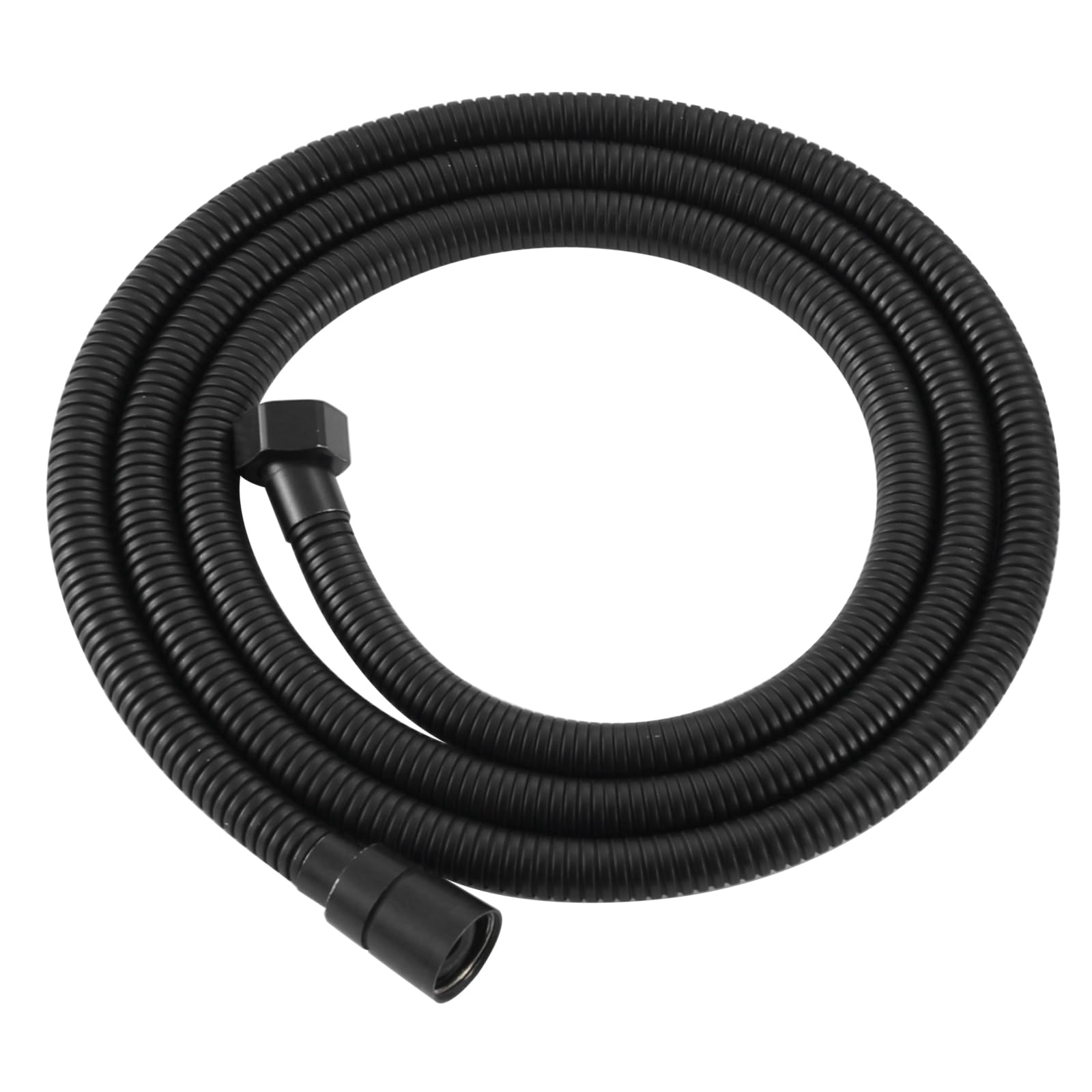 Manguera de ducha de metal negro mate de 71 pulgadas con diseño flexible