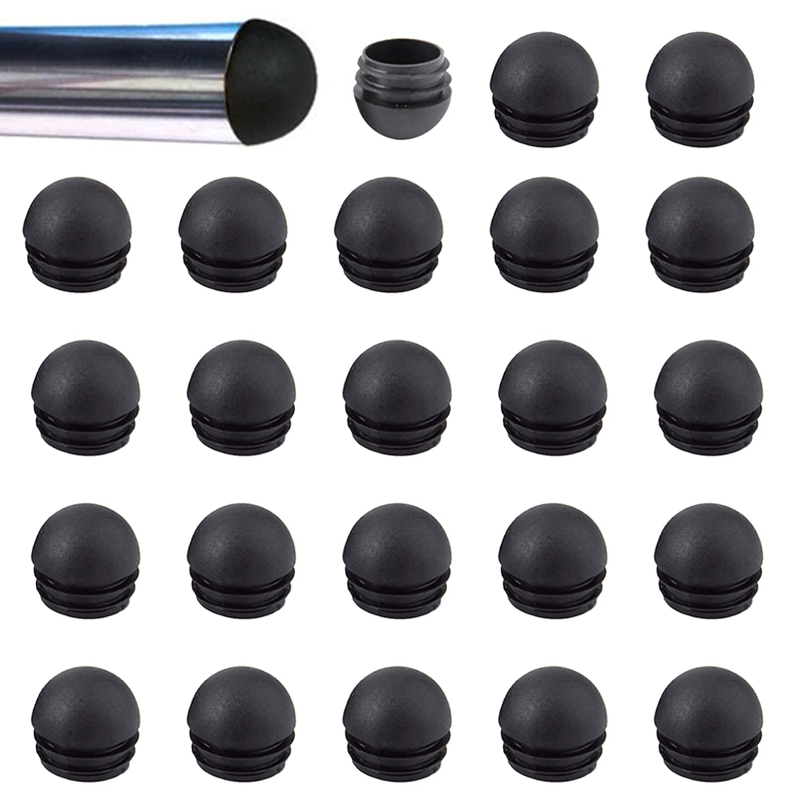 HJYZY 19 mm Tapas Pies De Cúpula Negro Insertos De Patas De Mesa Sillas Muebles para Sillas Tapón de Plástico Redondo Tapones Redondos 50 piezas
