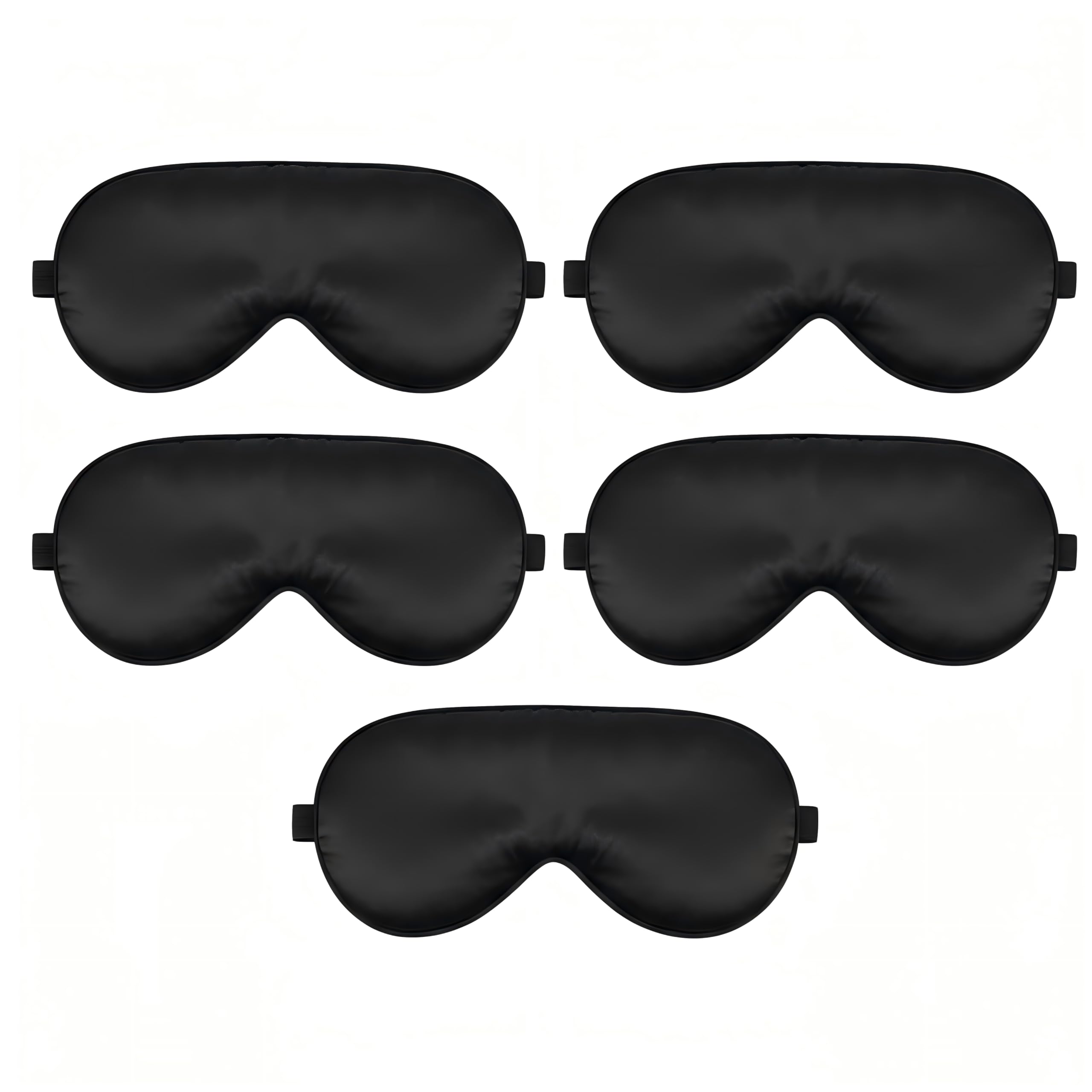 5-Pack Black Sleep Masks for Adults, Adjustable Straps, Contoured & Light Blocking, Kraft Cardboard Gift Box Packaging for Men & Women