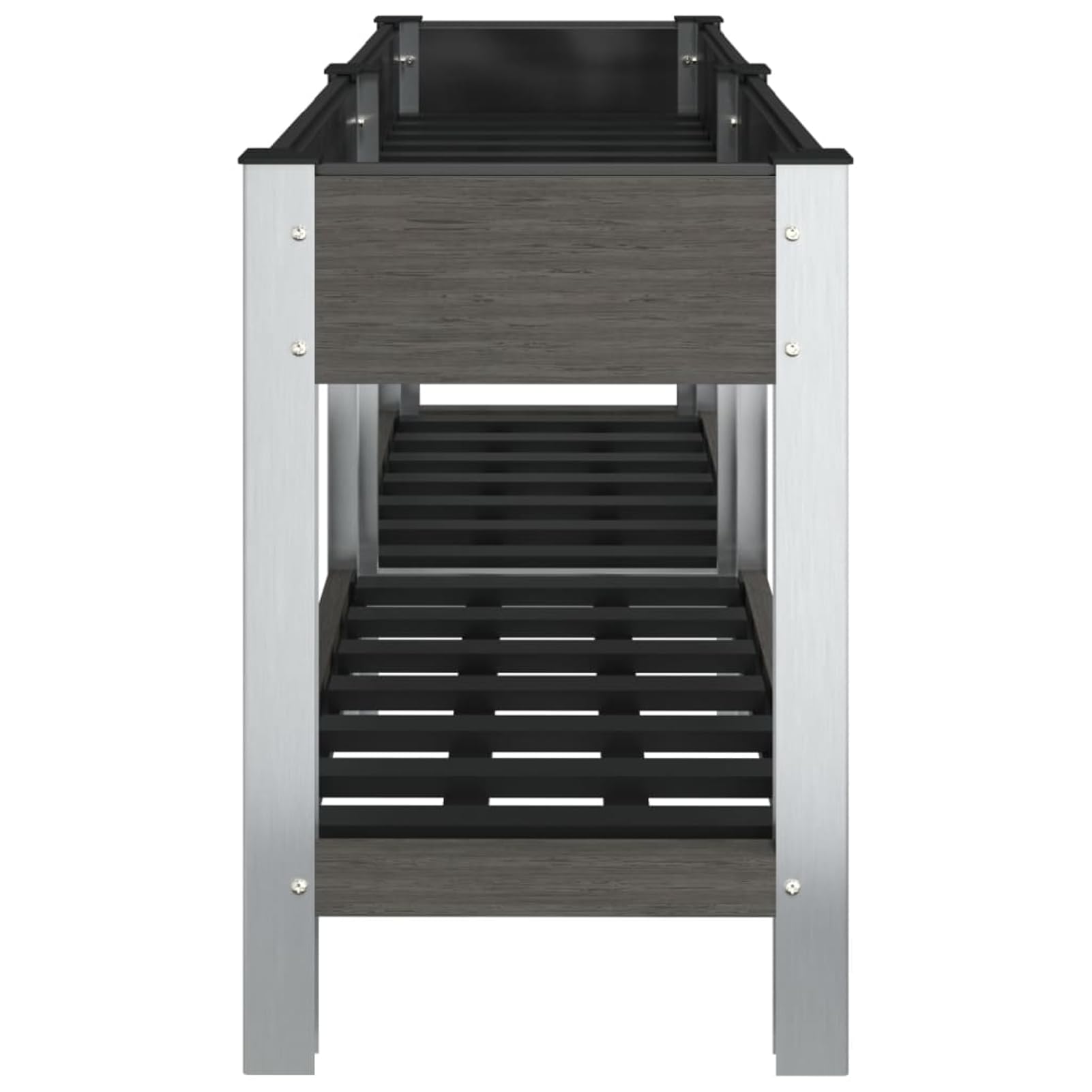 Gecheer Fioriera Rialzata da Giardino, con Ripiano, 175x50x75 cm, in WPC e Acciaio, per Balcone Patio e Orto Domestico