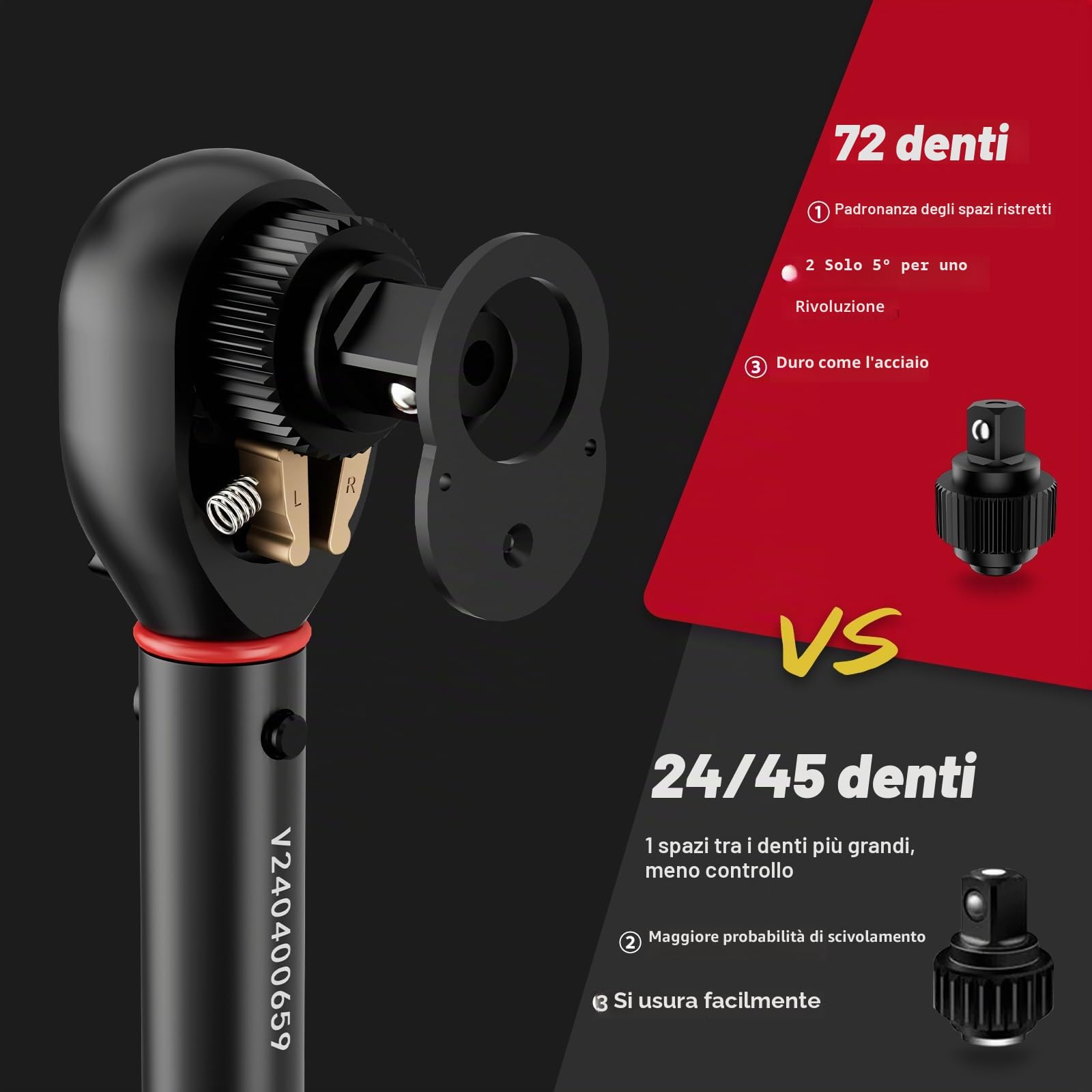 VANPO Chiave Dinamometrica 5-60Nm 3/8" 72 Denti Set 3 Pezzi con Barra Prolunga 125mm e Adattatore