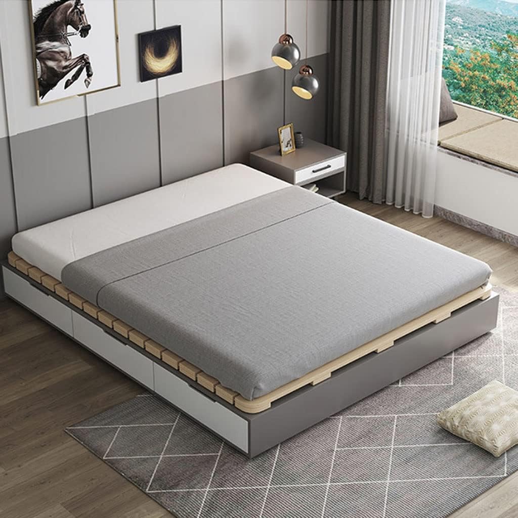 Pine Wood Platform Bed Slats, 1.35x2m, Beige, 9.5cm Width, 3cm Thickness, 2.6cm Gap, 200kg Weight Bearing, Foldable, Moisture-Proof, Breathable
