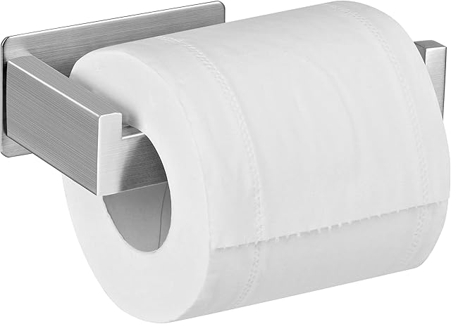 Self Adhesive Toilet Paper Holder, Stainless Steel Wall Moun Toilet Roll Holder Towel Hanger for Bathroom Kitchen