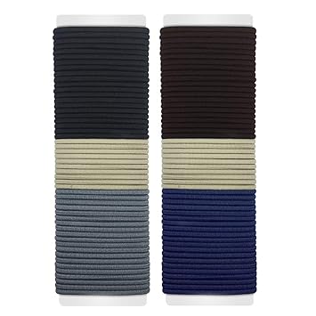 Elastic Hair Ties, ECADY (100-Pack 5-Neutral Color) No-Metal Hair Bands Ponytail Holder for Women Girls Hair Accessories - 4mm