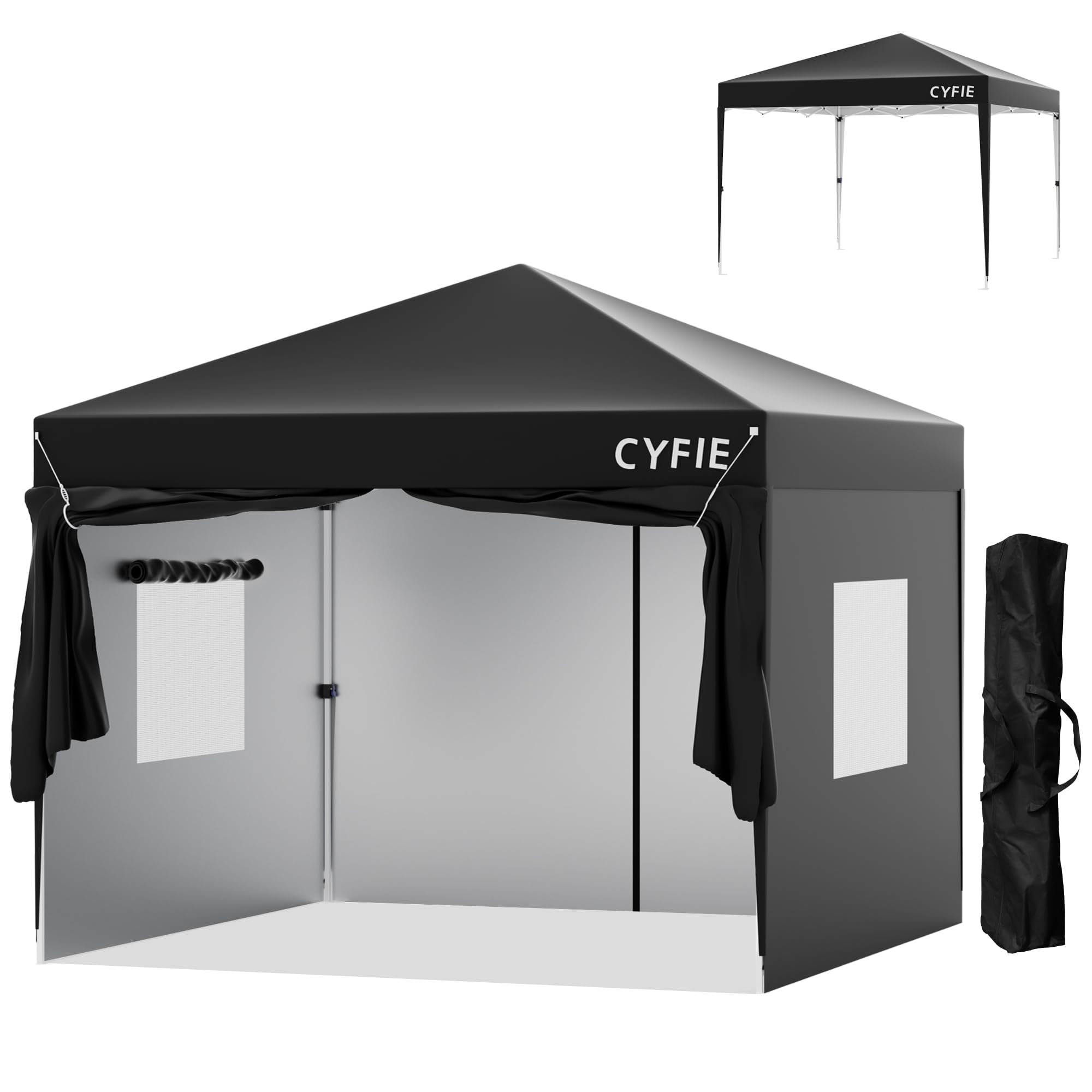 CYFIE タープテント 3mx3m サイドシート4枚付 ワンタッチタープ 高さ3段階調節 テント ワンタッチ 日除けコーティング 高耐水加工 ワンタッチテント タープ ワンタッチタープテント スチールフレーム 組立て簡単 持ち運び便利 防災砂袋·ペグ·ロープ·収納ケース付 アウトドア キャンプ イベント 運動会 祭り用