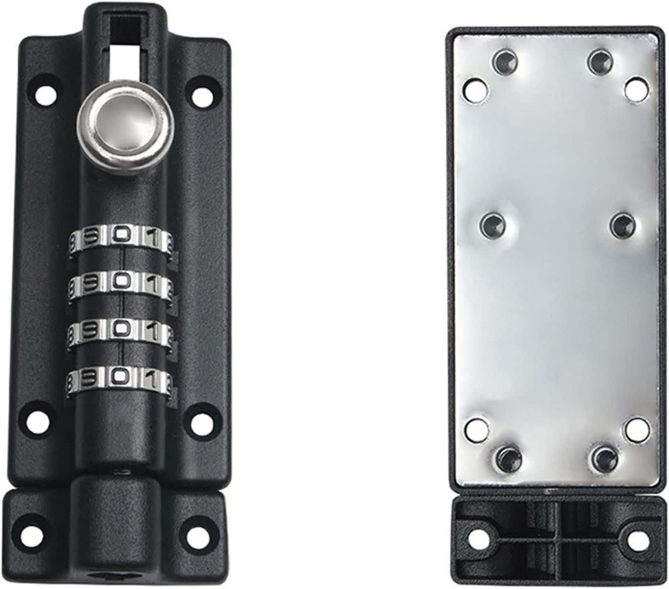 Door Locks and Latches Zinc Alloy Password Lock Black Silver Bolt Security Door Latch Combination Digit Padlock Outdoor Home Wood Gate Hardware(Silver)