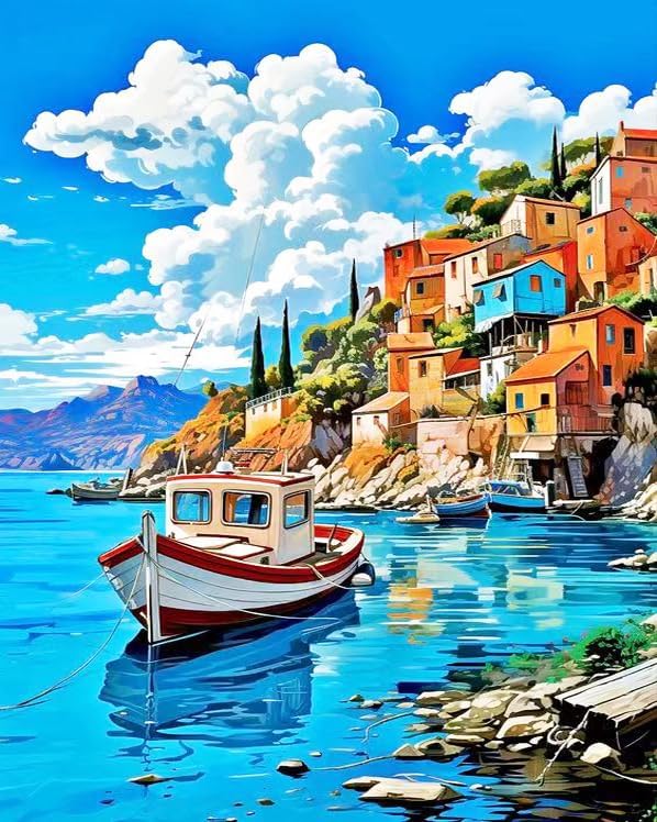 Qianbaiuk Paint by Numbers for Adults,Landscape Paint by Numbers Kits,Paint by Numbers Kit for Adults Perfect for Home Wall Decor(16x20 Inch)