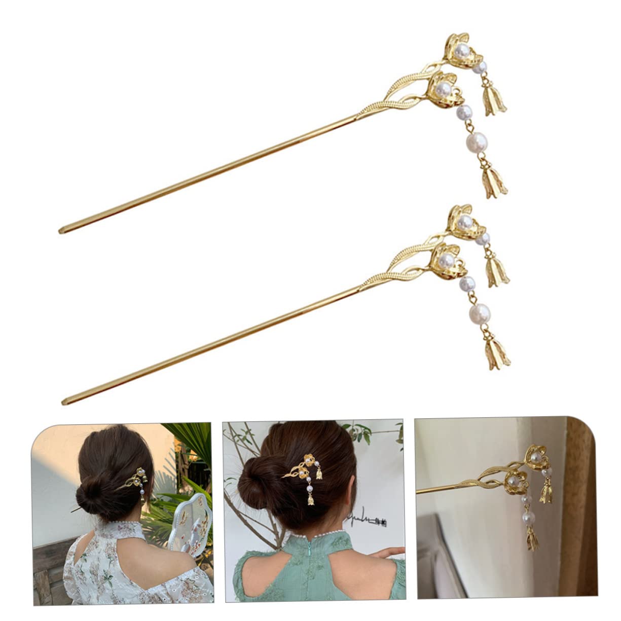 Healeved 5 Juegos De Horquillas De Metal Con Forma De Flor Para Niñas Accesorio Para El Cabello De Mujer Para Moño (2 Unidades)