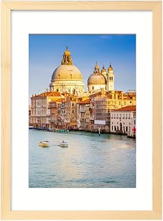 wyooxoo 12x18 Picture Frame Natural Solid Wood Photo Frames Display Pictures 11x14 with Mat or 12x18 Without Mat Colorful Frame For Tabletop Display or Wall