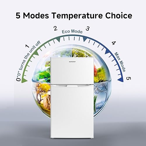 Miniatura 3 de BANGSON Mini refrigerador con congelador, refrigerador pequeño de 2 puertas con congelador, refrigerador pequeño para dormitorio, 3.2 pies cúbicos,