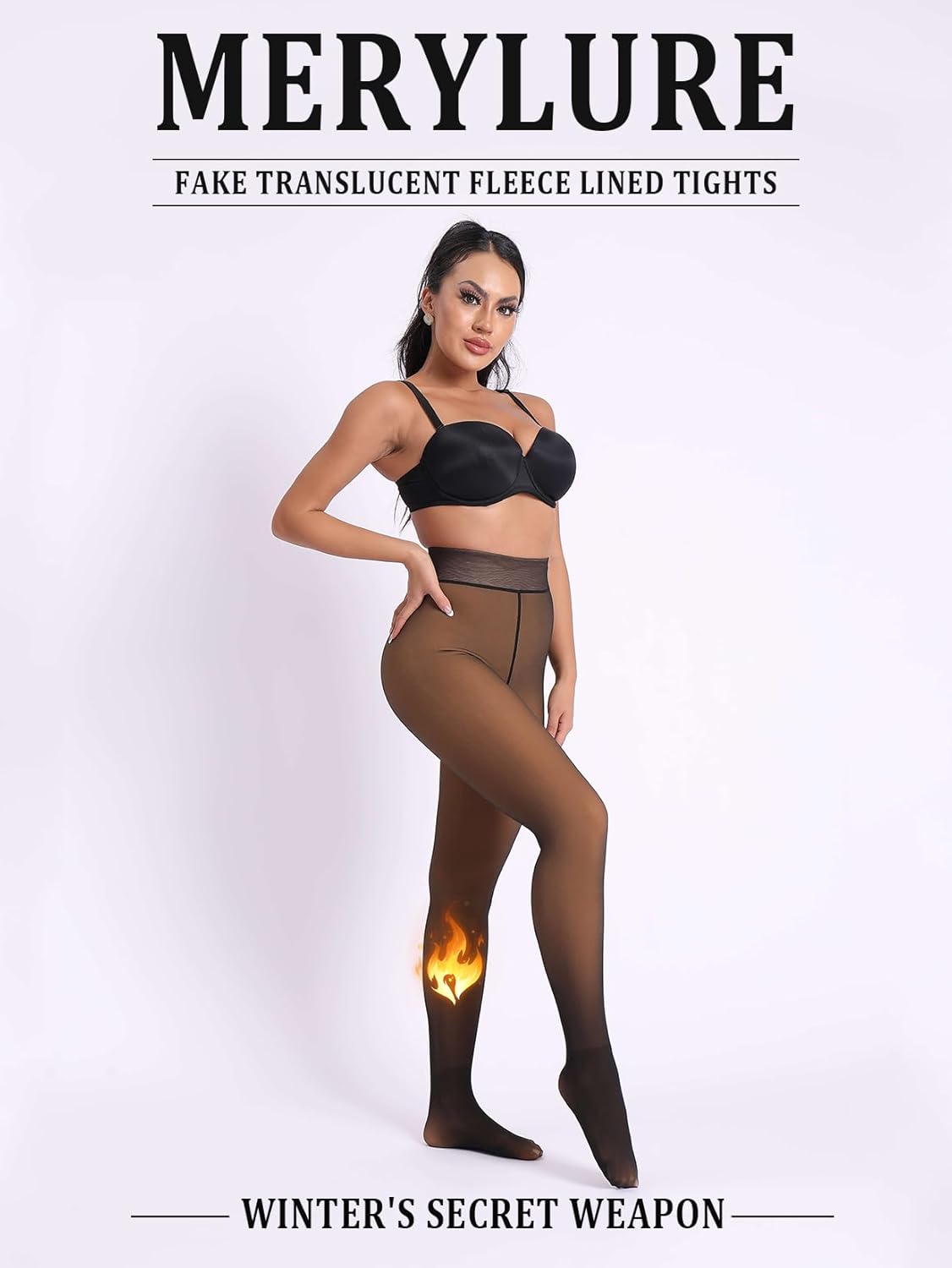 MERYLURE Fleece Lined Tights Women Fake Translucent Winter Warm Thick Pantyhose Thermal Sheer Leggings for All Skin Tone - Image 7