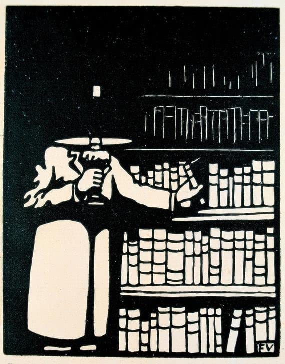Poster Amoureux des livres Vallotton tableau vintage pour passionnés