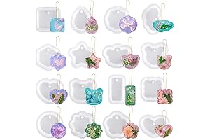 16pcs Keychain Molds with Hanging Hole for Epoxy Resin